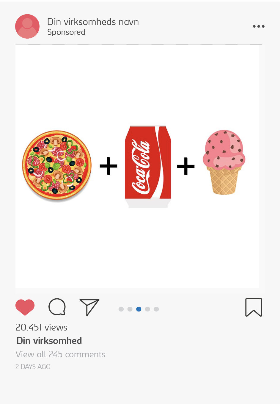 Instagram opslag med en menu